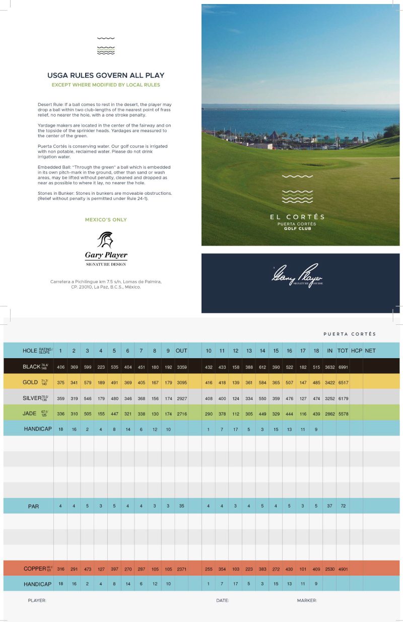 El Cortes Golf Course - scorecard
